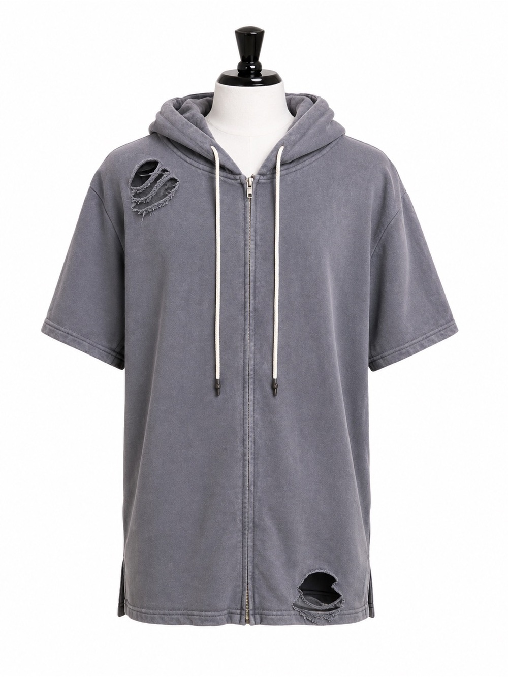 Jay Walker men’s Washed Gray Short Sleeve Zip Hoodie Medium